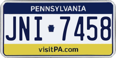 PA license plate JNI7458