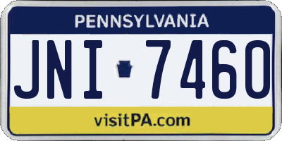 PA license plate JNI7460