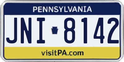 PA license plate JNI8142