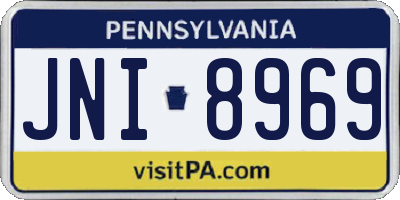 PA license plate JNI8969