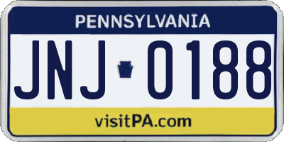 PA license plate JNJ0188