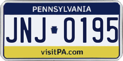 PA license plate JNJ0195
