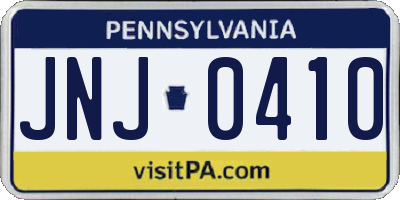 PA license plate JNJ0410