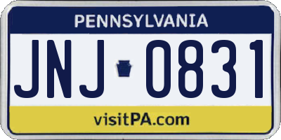 PA license plate JNJ0831
