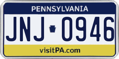 PA license plate JNJ0946