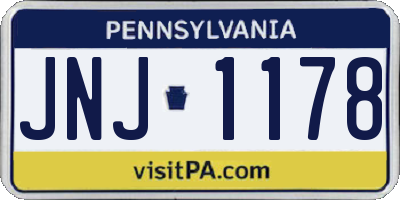 PA license plate JNJ1178
