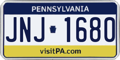 PA license plate JNJ1680