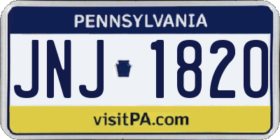 PA license plate JNJ1820