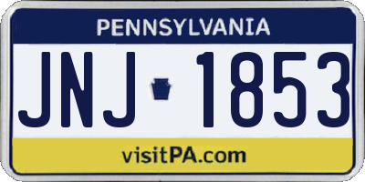 PA license plate JNJ1853