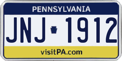 PA license plate JNJ1912