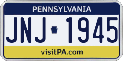 PA license plate JNJ1945