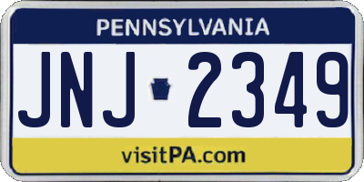 PA license plate JNJ2349