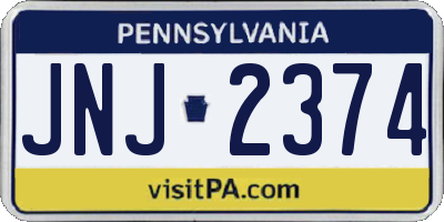PA license plate JNJ2374