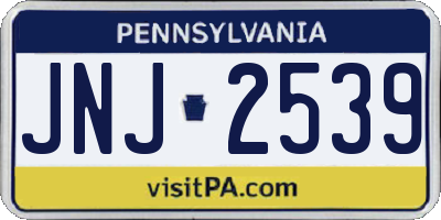 PA license plate JNJ2539