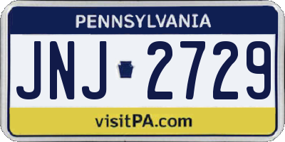 PA license plate JNJ2729