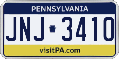 PA license plate JNJ3410