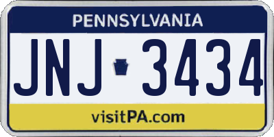 PA license plate JNJ3434