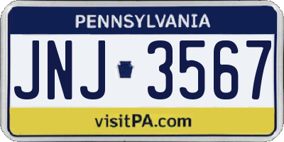 PA license plate JNJ3567