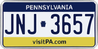 PA license plate JNJ3657