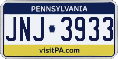 PA license plate JNJ3933