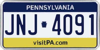 PA license plate JNJ4091