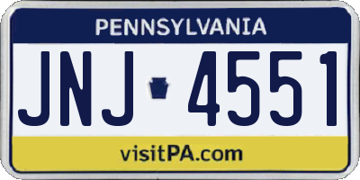 PA license plate JNJ4551