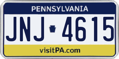 PA license plate JNJ4615