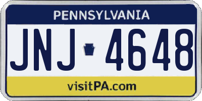 PA license plate JNJ4648