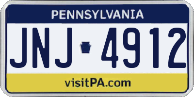 PA license plate JNJ4912