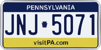PA license plate JNJ5071