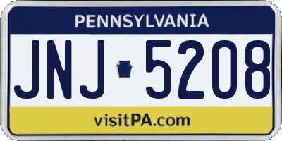 PA license plate JNJ5208