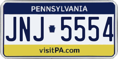 PA license plate JNJ5554