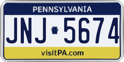 PA license plate JNJ5674