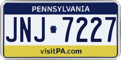 PA license plate JNJ7227