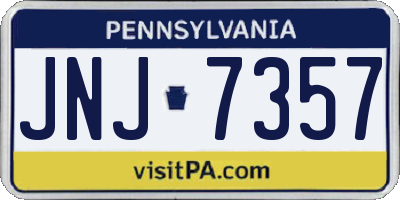 PA license plate JNJ7357