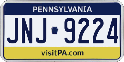 PA license plate JNJ9224
