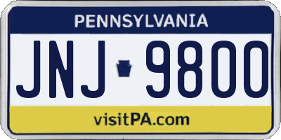 PA license plate JNJ9800