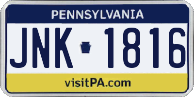 PA license plate JNK1816