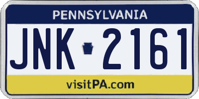 PA license plate JNK2161