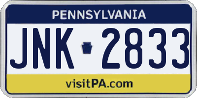 PA license plate JNK2833