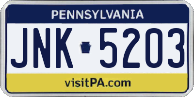 PA license plate JNK5203