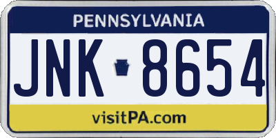 PA license plate JNK8654