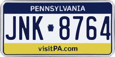 PA license plate JNK8764