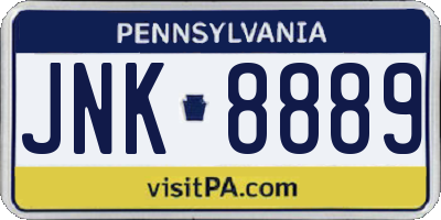 PA license plate JNK8889