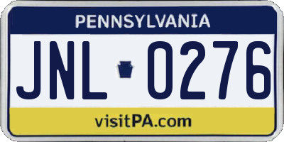 PA license plate JNL0276