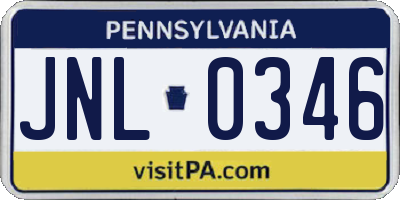 PA license plate JNL0346