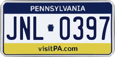 PA license plate JNL0397