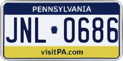PA license plate JNL0686