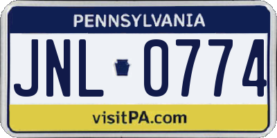 PA license plate JNL0774