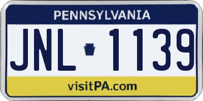 PA license plate JNL1139